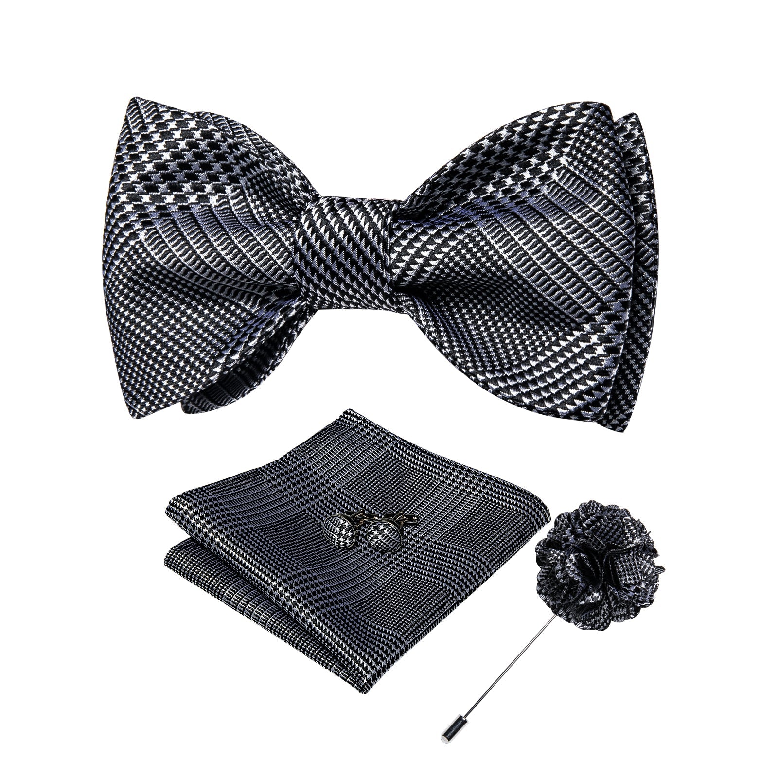 GentCrest Black Plaid Bowtie Set - Image 1