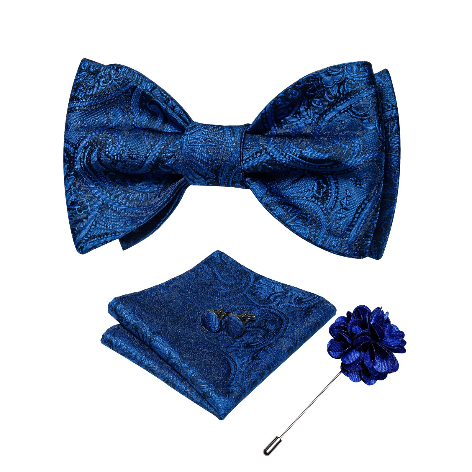 GentCrest Blue Paisley Bowtie Set - Image 1