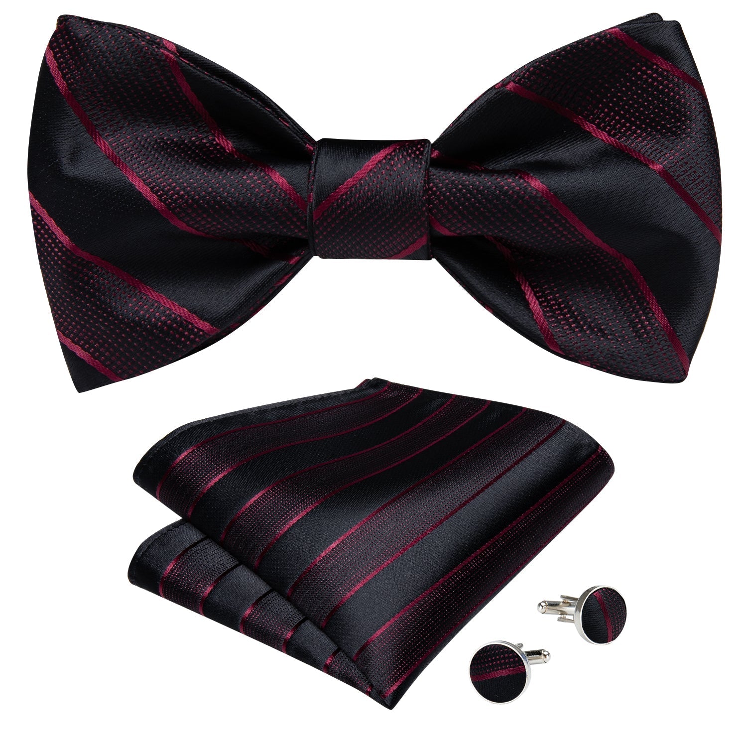 GentCrest Black Striped Bowtie Set - Image 2