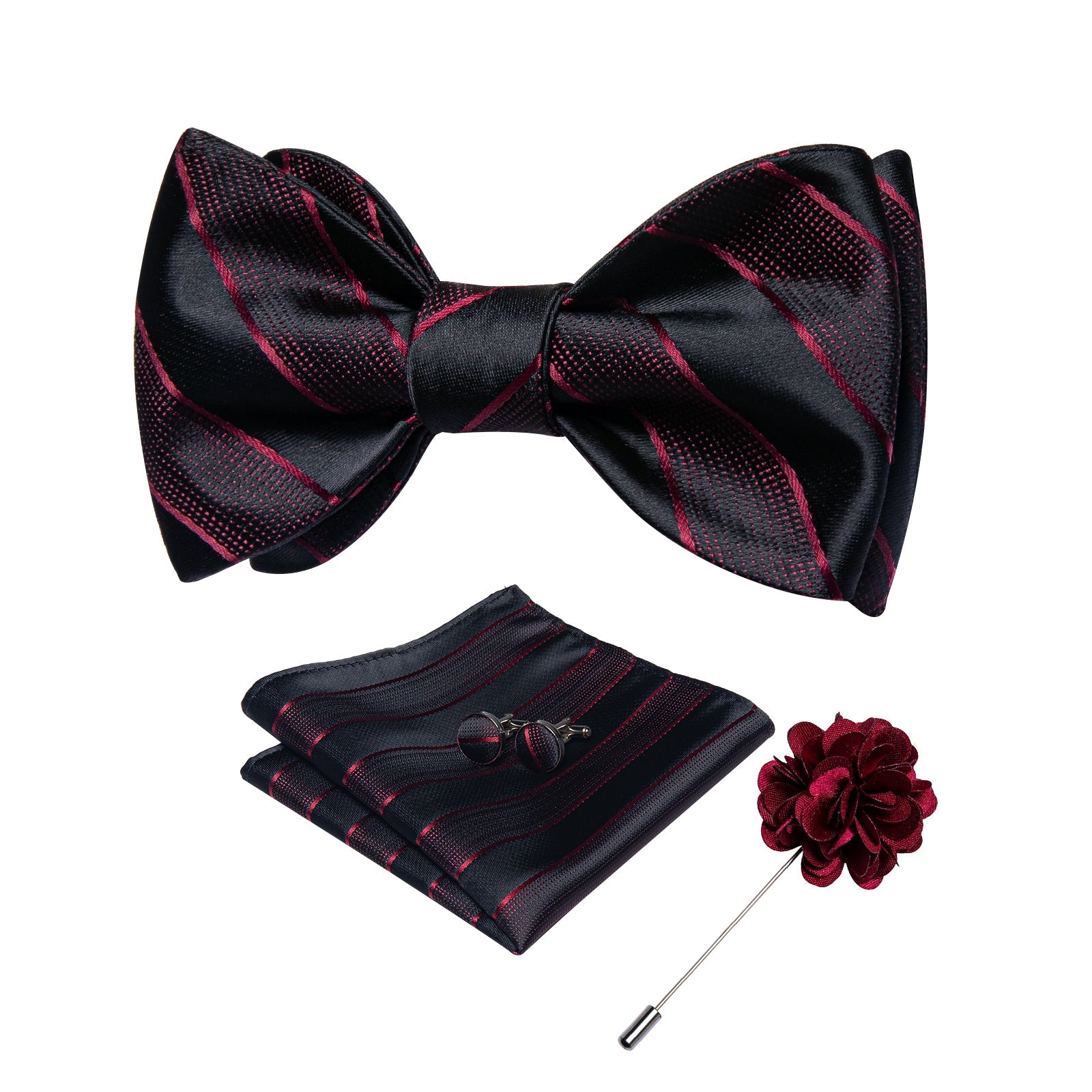 GentCrest Black Striped Bowtie Set - Image 1