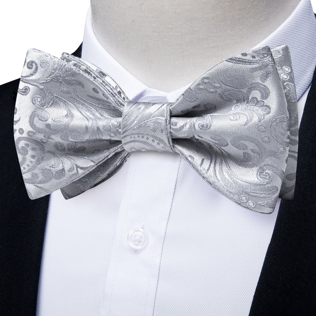 GentCrest Grey Paisley Bowtie Set - Image 1