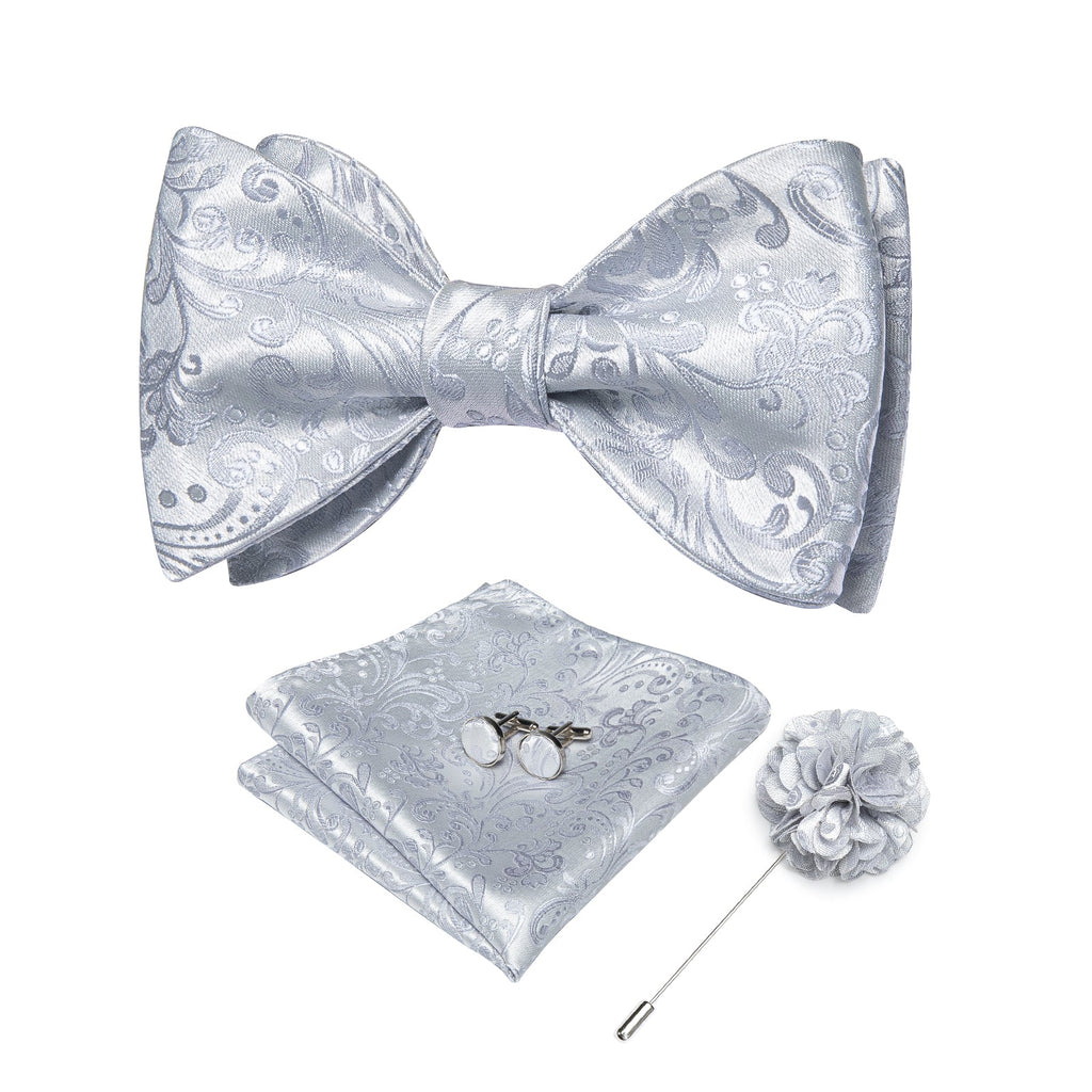 GentCrest Grey Paisley Bowtie Set - Image 1