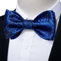 Royal Blue Paisley Bow Tie Set - GentCrest