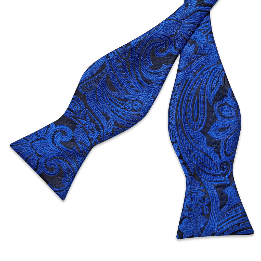 Royal Blue Paisley Bow Tie Set - GentCrest - View 4