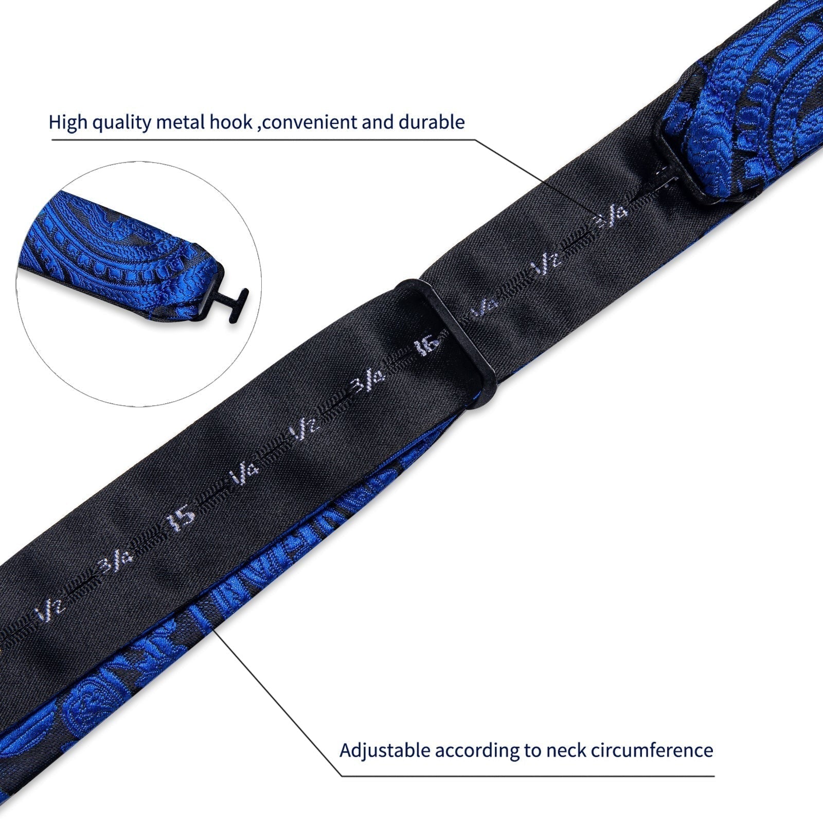 Royal Blue Paisley Bow Tie Set - GentCrest - View 5