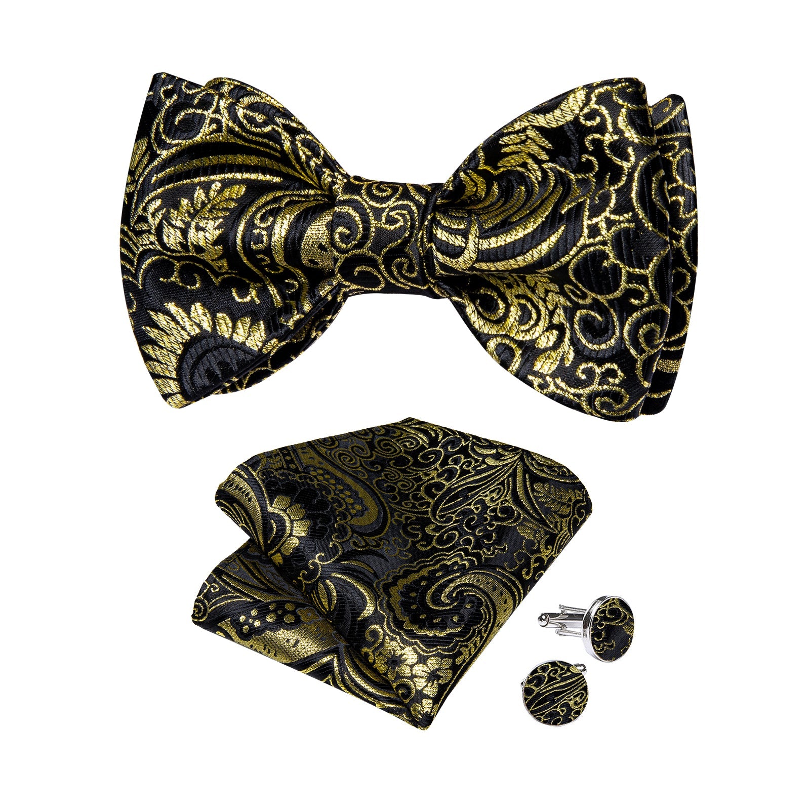 GentCrest Black Paisley Bowtie Set - Image 2