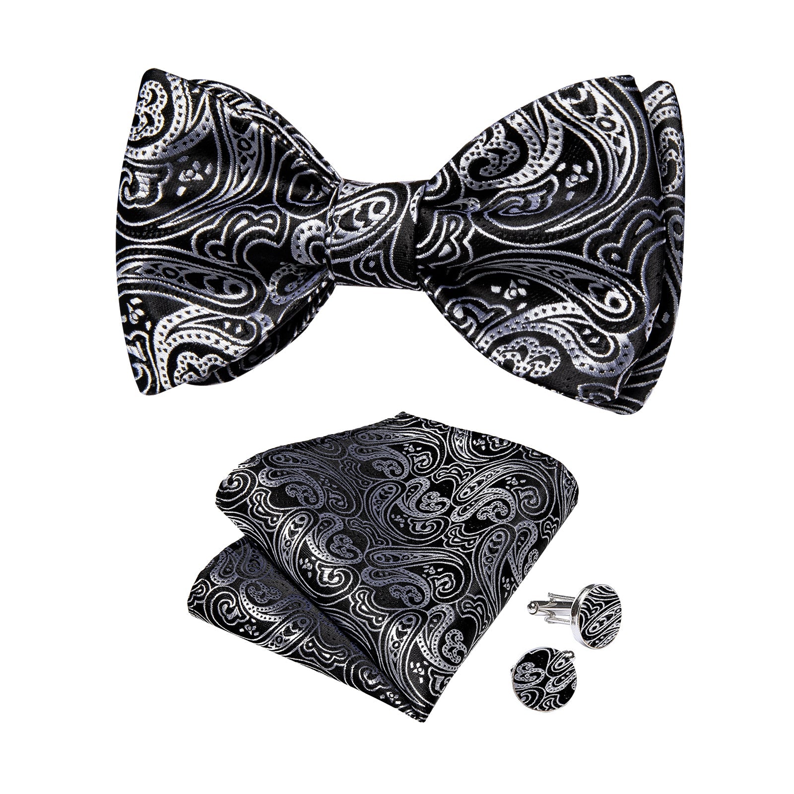 GentCrest Black Paisley Bowtie Set - Image 2