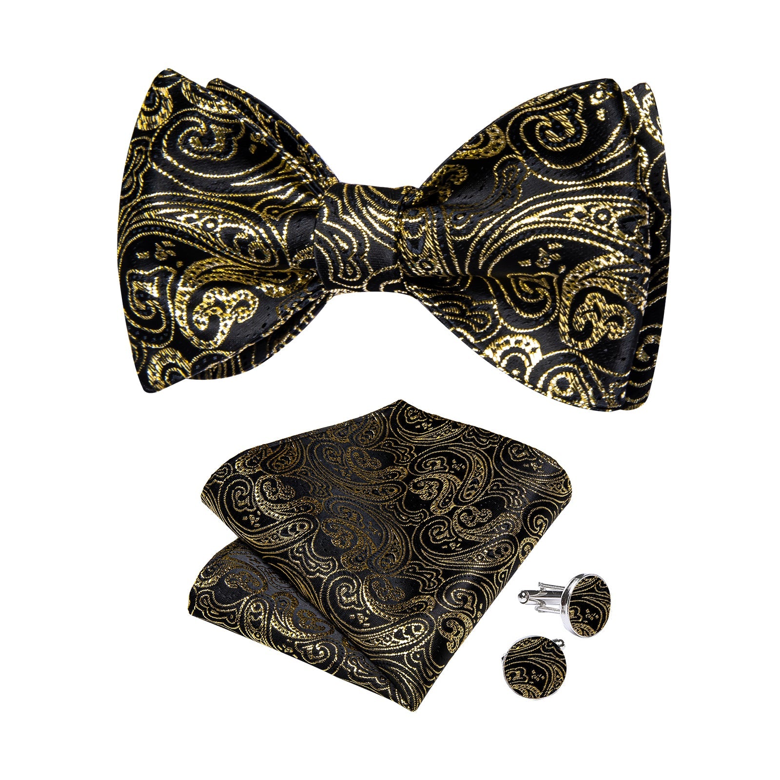 GentCrest Black Paisley Bowtie Set - Image 2