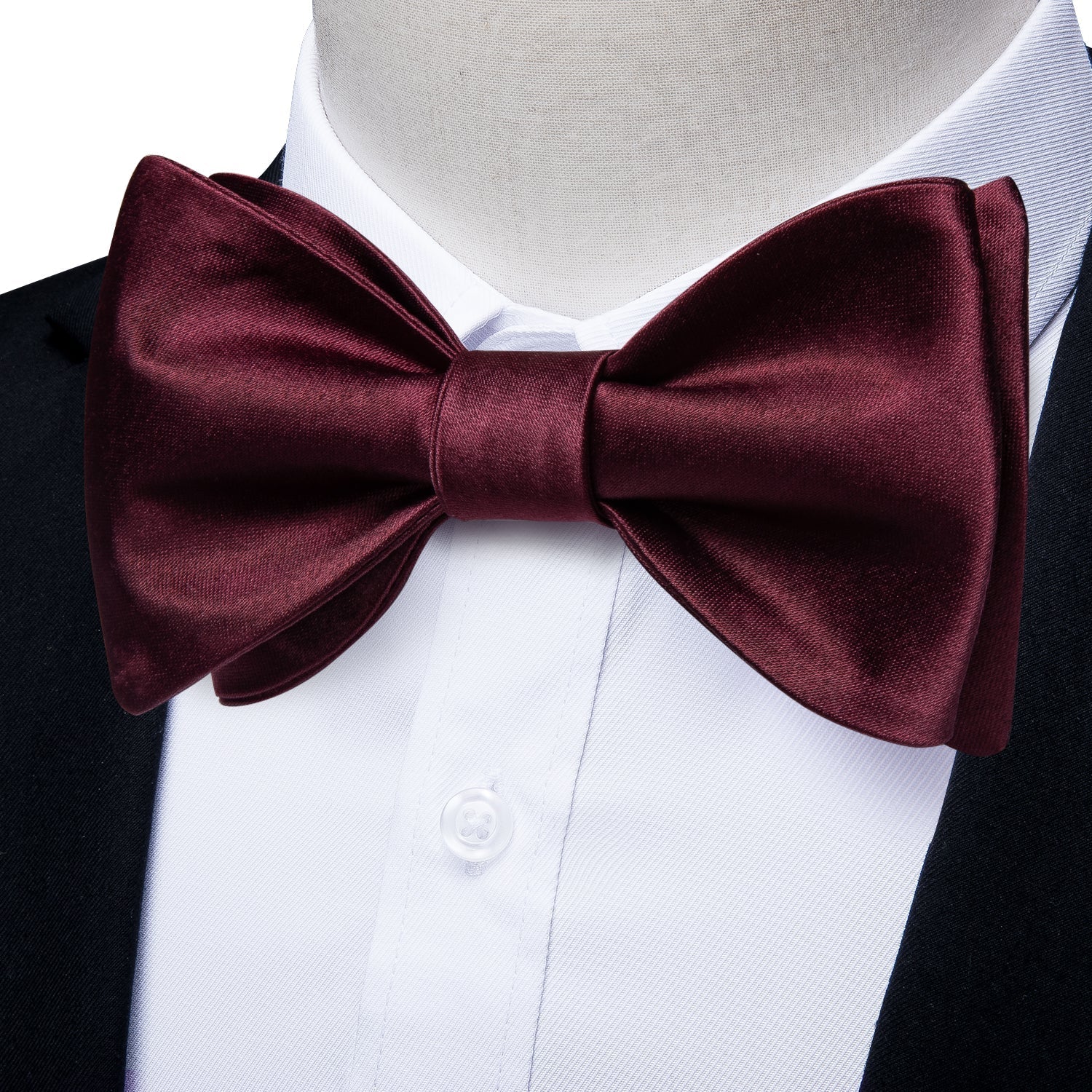 Solid Burgundy Bow Tie Set - GentCrest