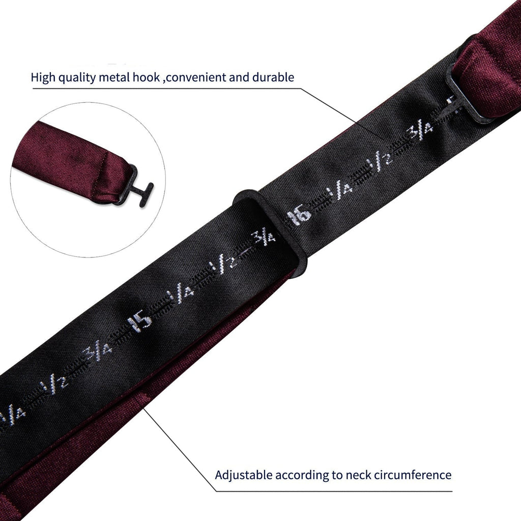 Solid Burgundy Bow Tie Set - GentCrest - View 3