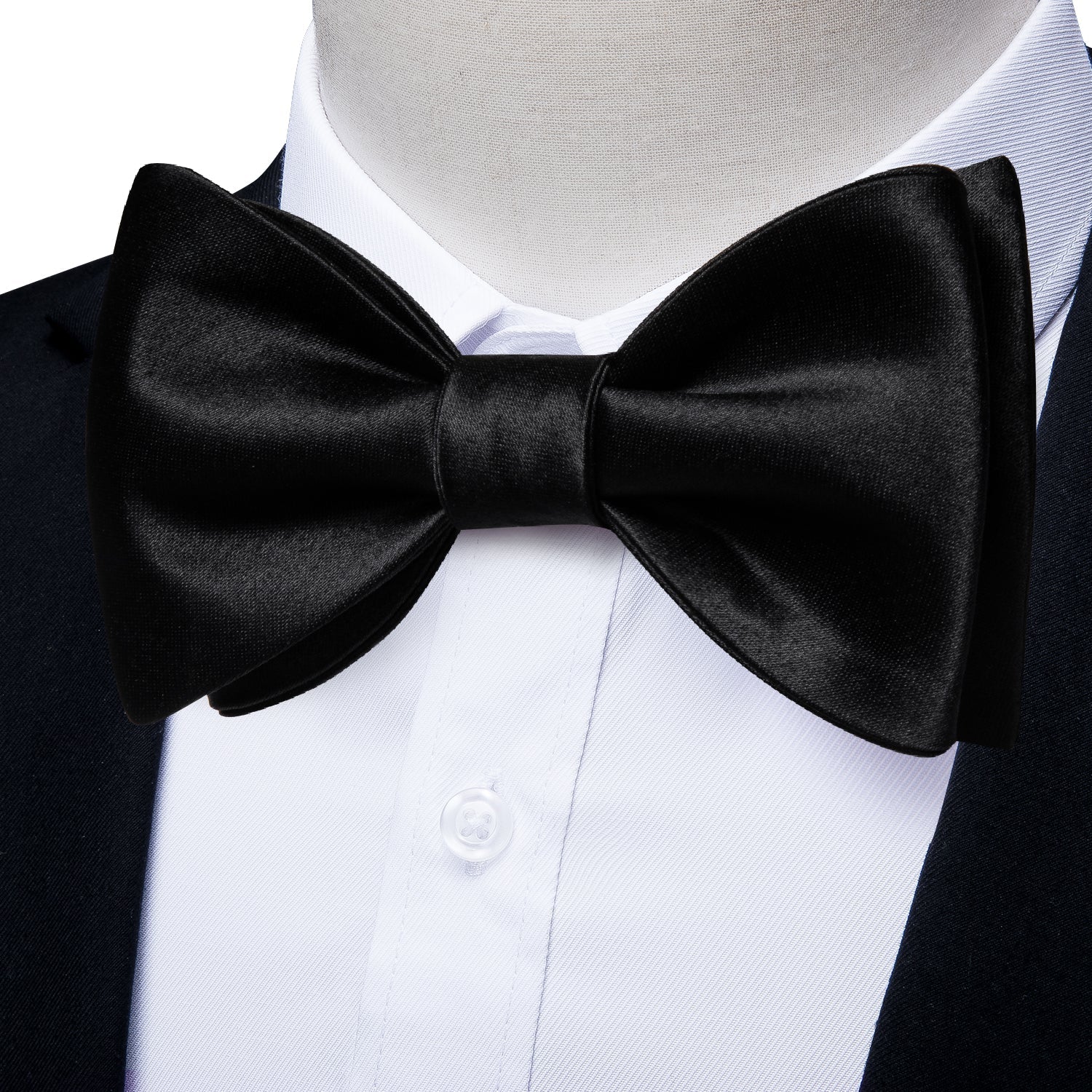 Solid Black Bow Tie Set - GentCrest