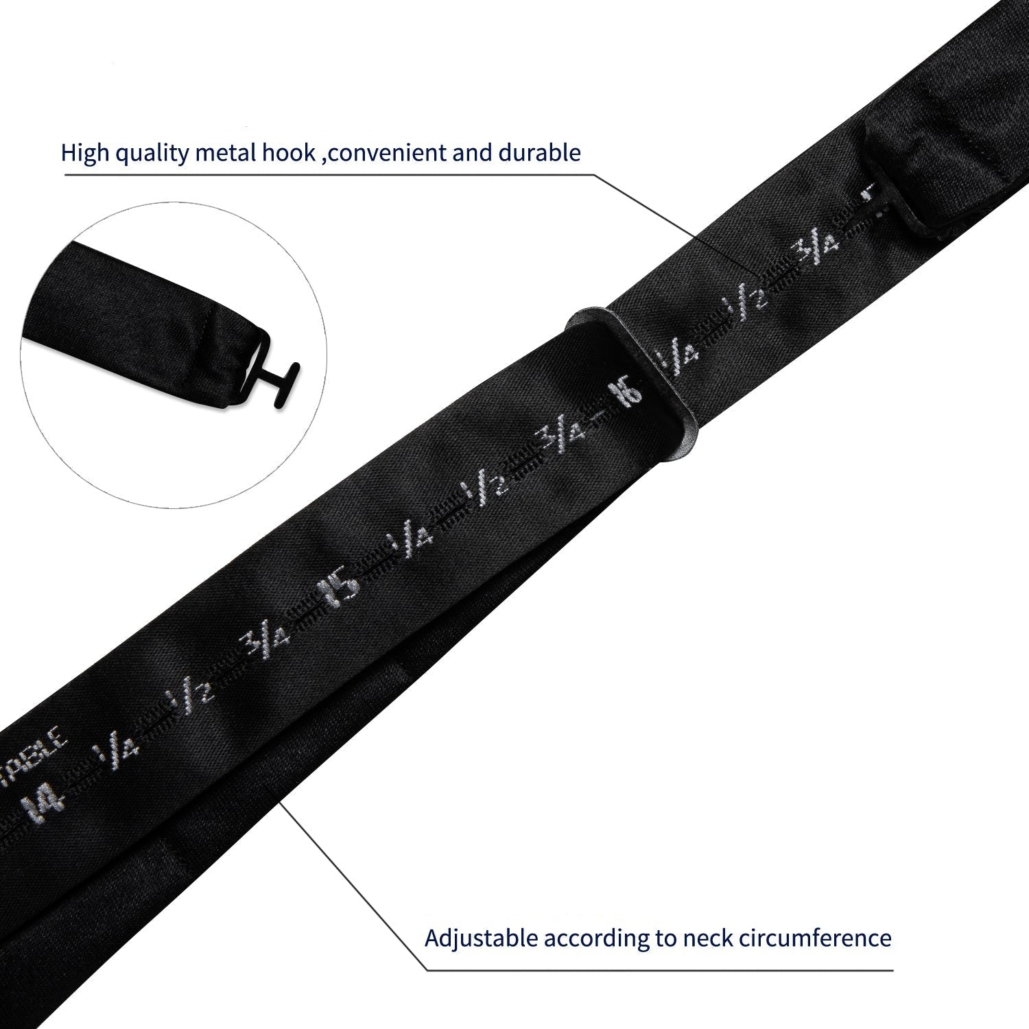 Solid Black Bow Tie Set - GentCrest - View 3