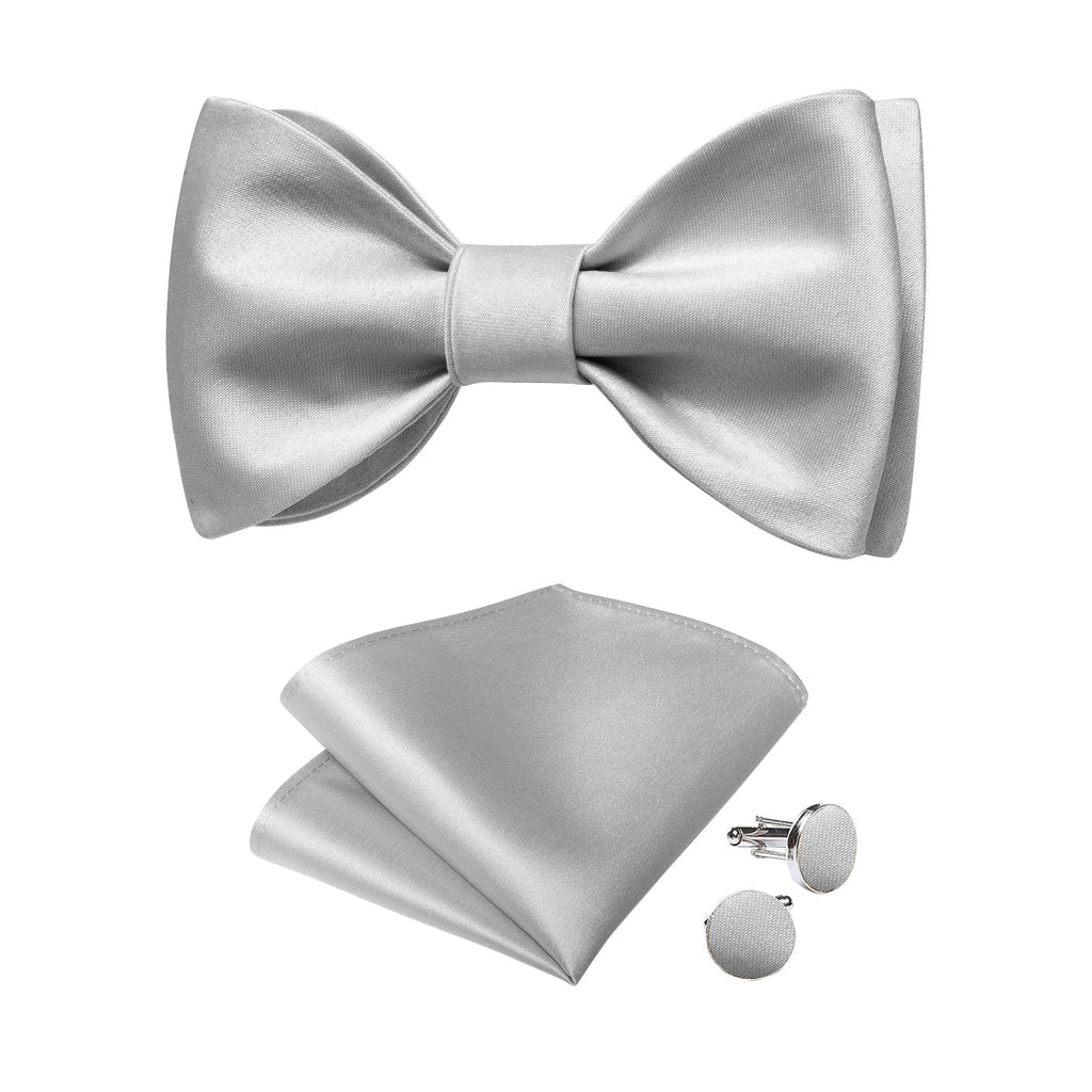 GentCrest Grey Solid Bowtie Set - Image 2