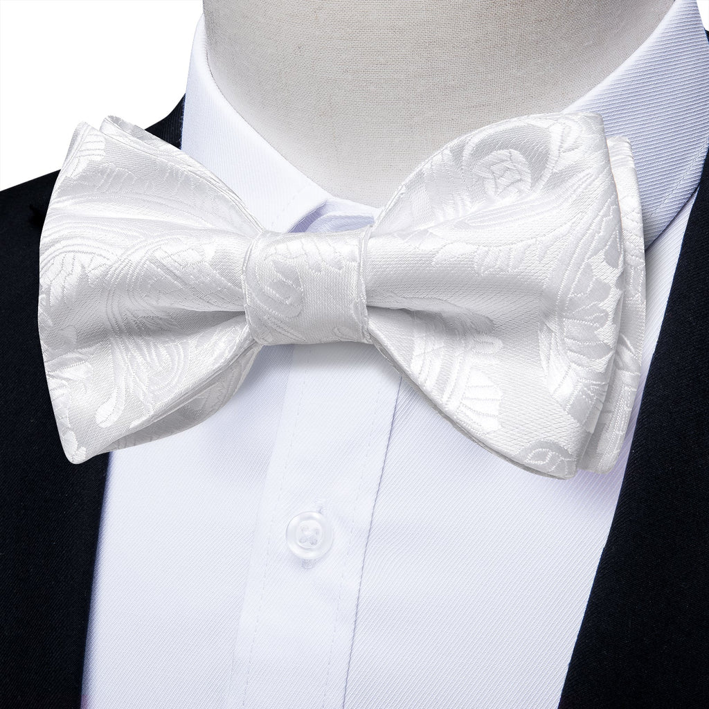 GentCrest White Paisley Bowtie Set - Image 1
