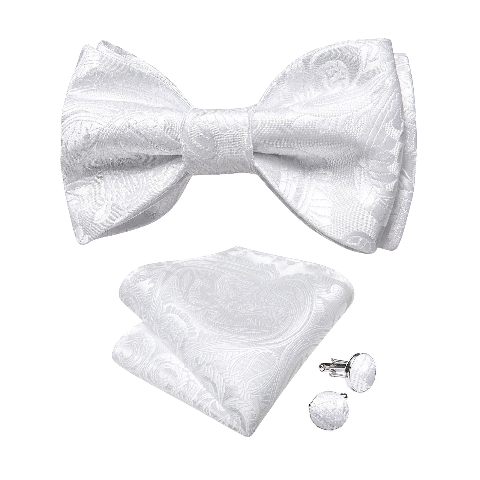 GentCrest White Paisley Bowtie Set - Image 2