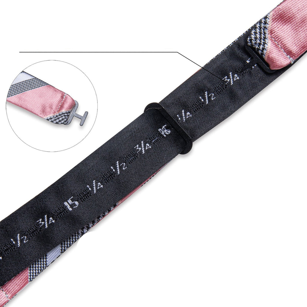Pink & Gray Plaid Silk Self-Tie Bow Tie Set - GentCrest - View 5