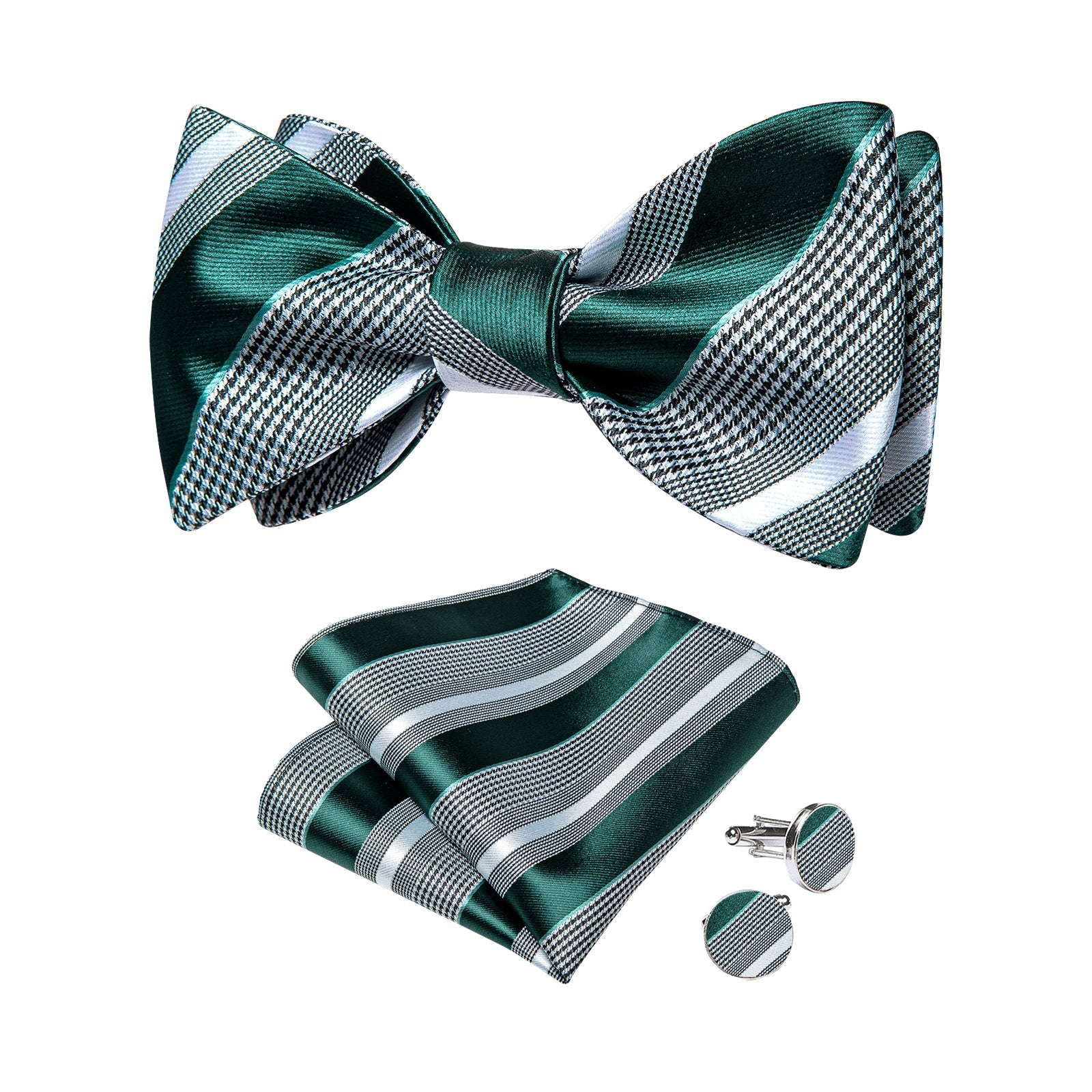 GentCrest Green Striped Bowtie Set - Image 2