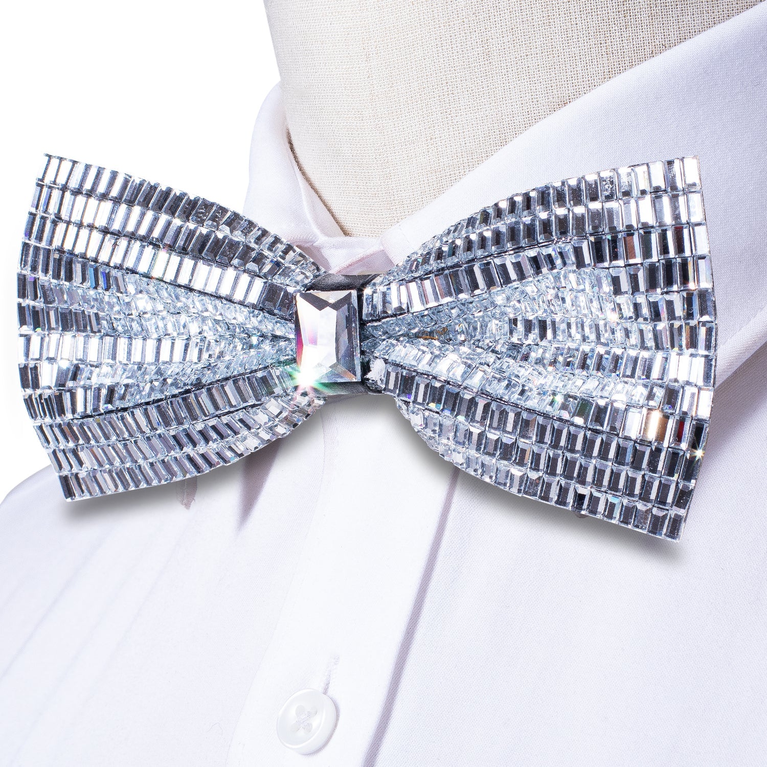 GentCrest White Rhinestone Bowtie Set - Image 2
