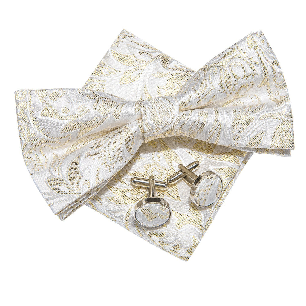 Beige Floral Bow Tie Set - GentCrest - View 2