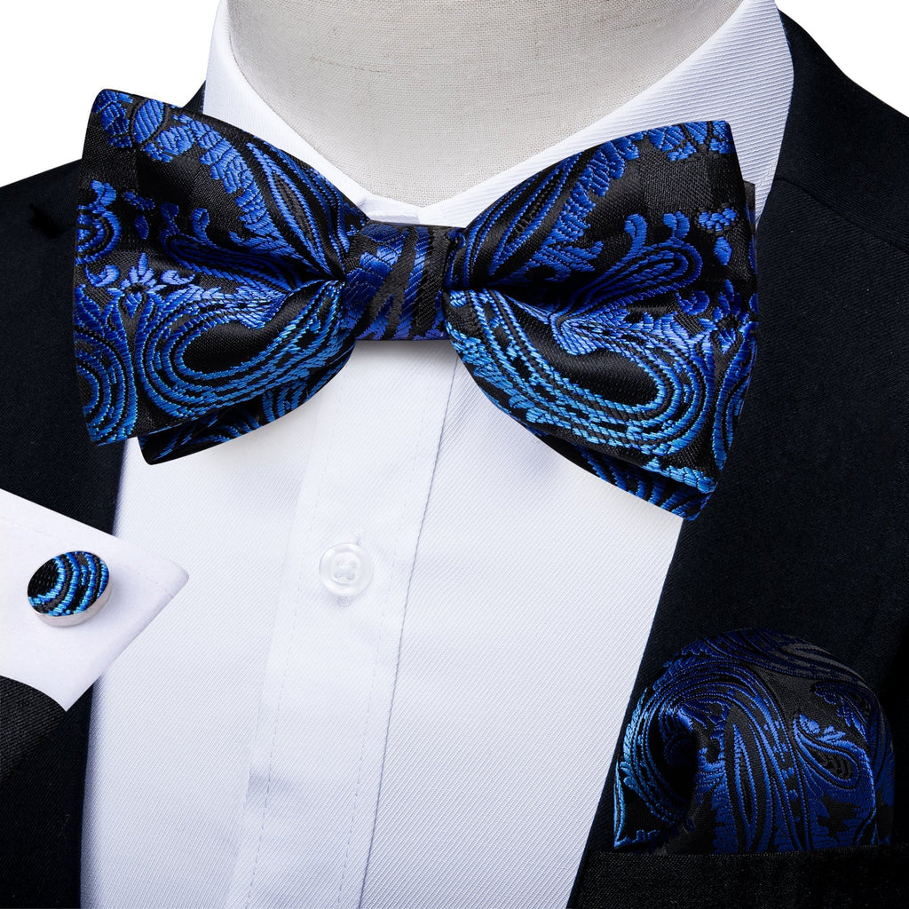 GentCrest Black Paisley Bowtie Set - Image 1