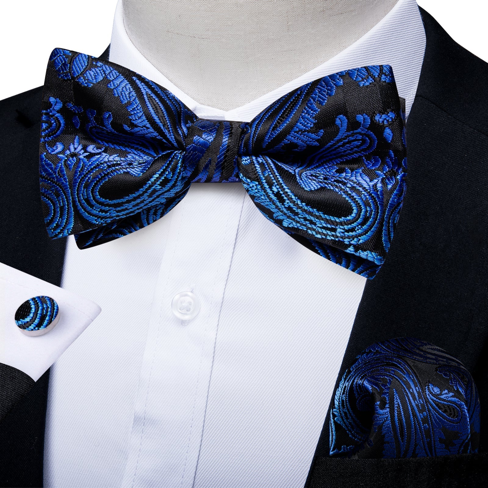 GentCrest Black Paisley Bowtie Set - Image 1