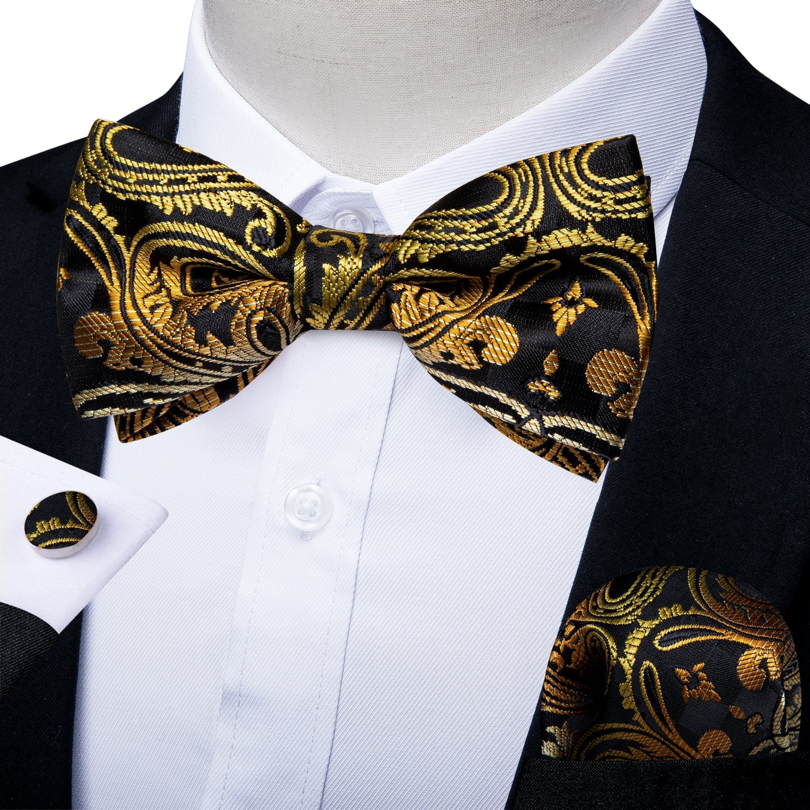 GentCrest Black Paisley Bowtie Set - Image 1