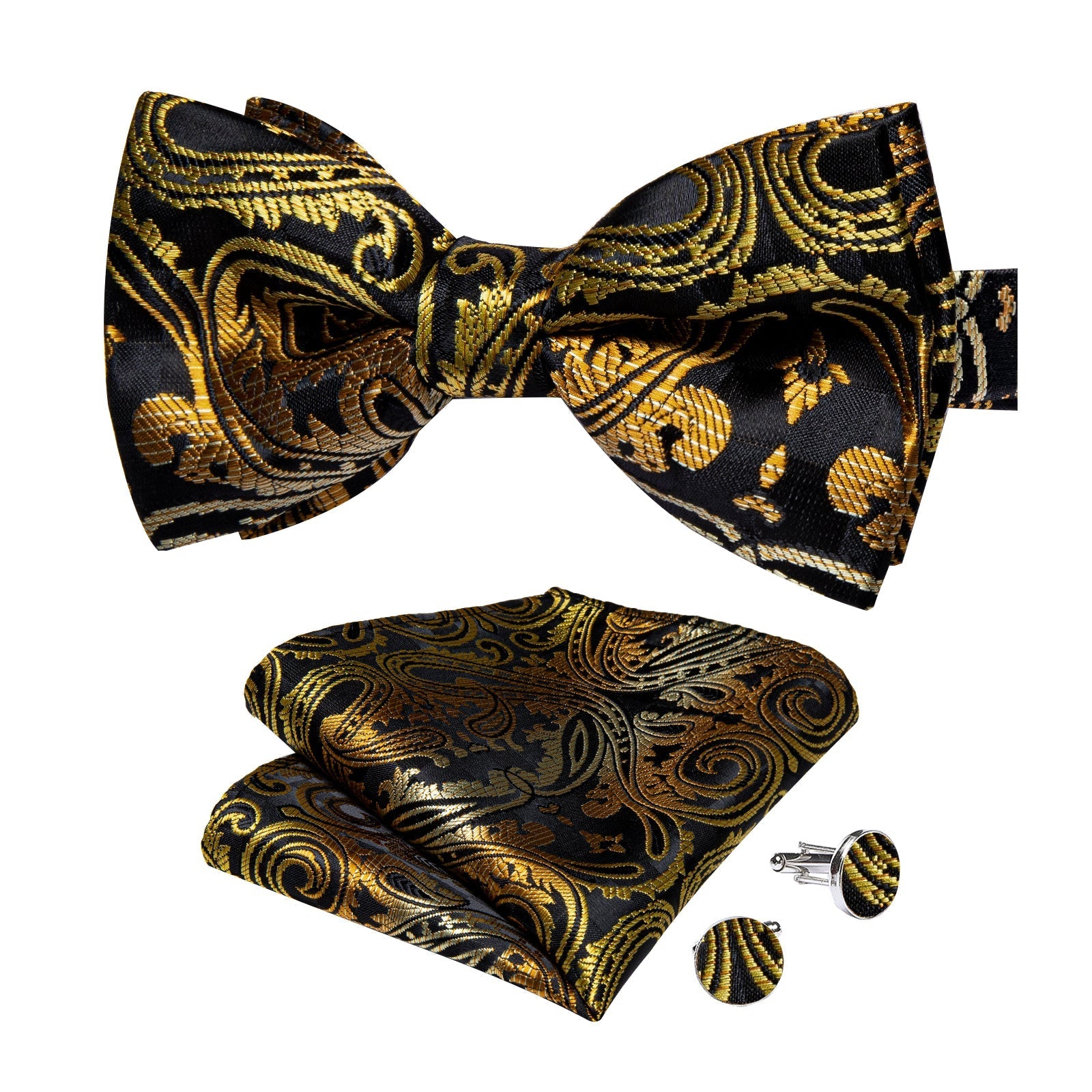 GentCrest Black Paisley Bowtie Set - Image 4