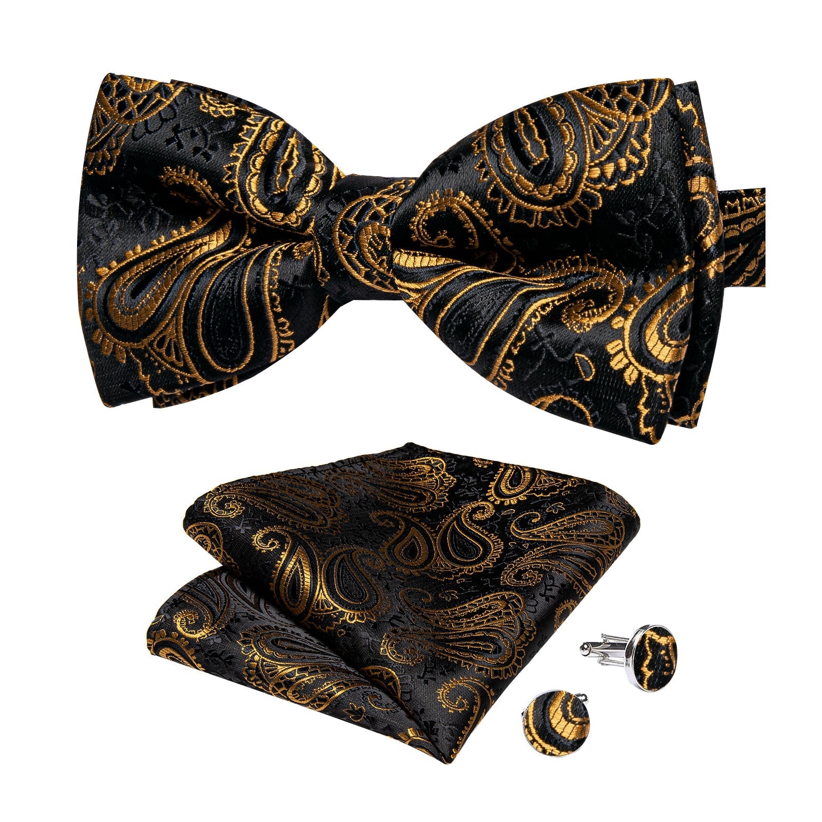 GentCrest Black Paisley Bowtie Set - Image 4