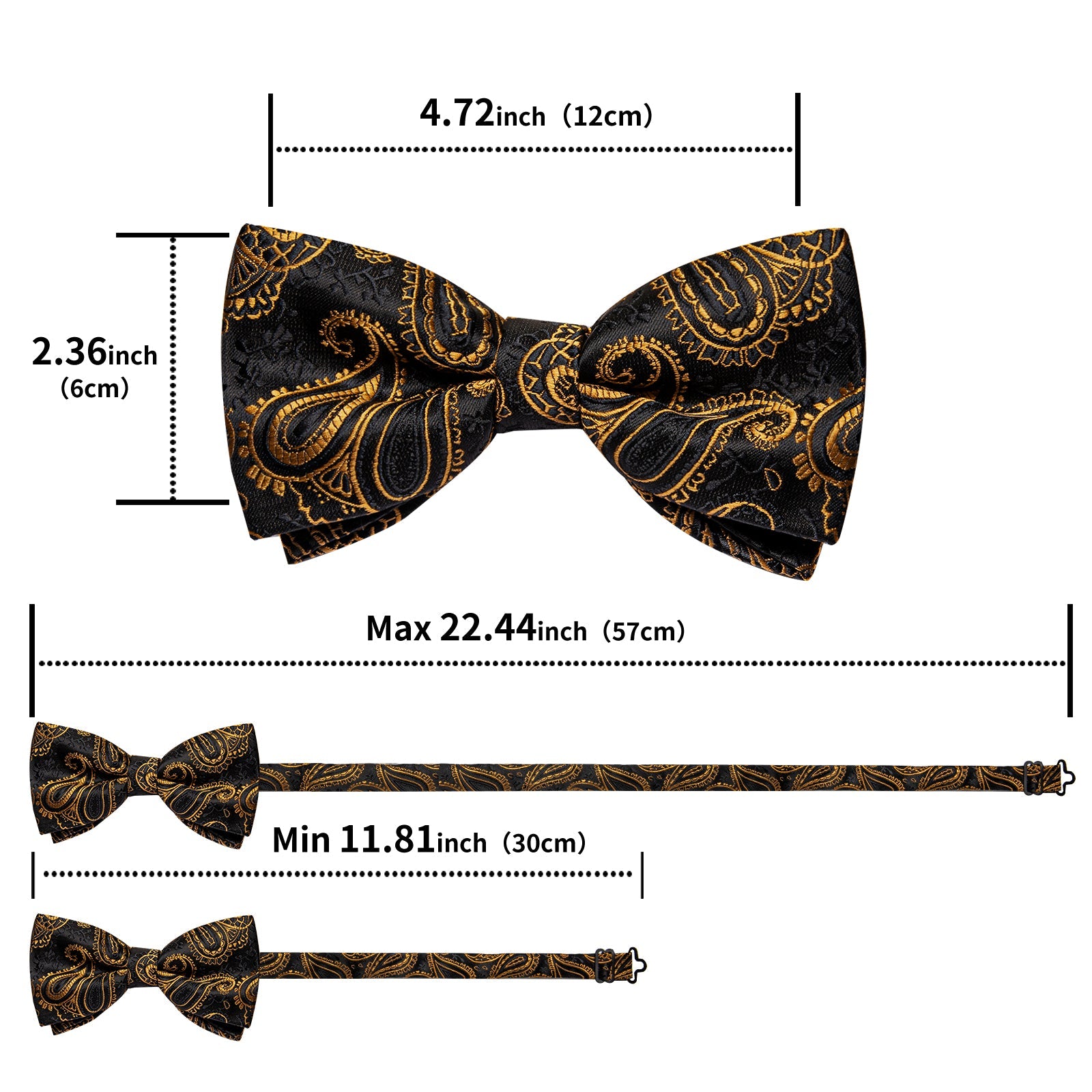 GentCrest Black Paisley Bowtie Set - Image 6