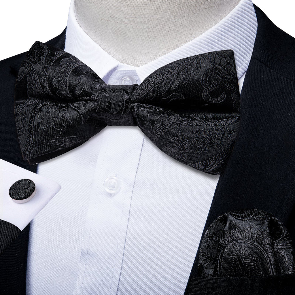 GentCrest Black Paisley Bowtie Set - Image 1