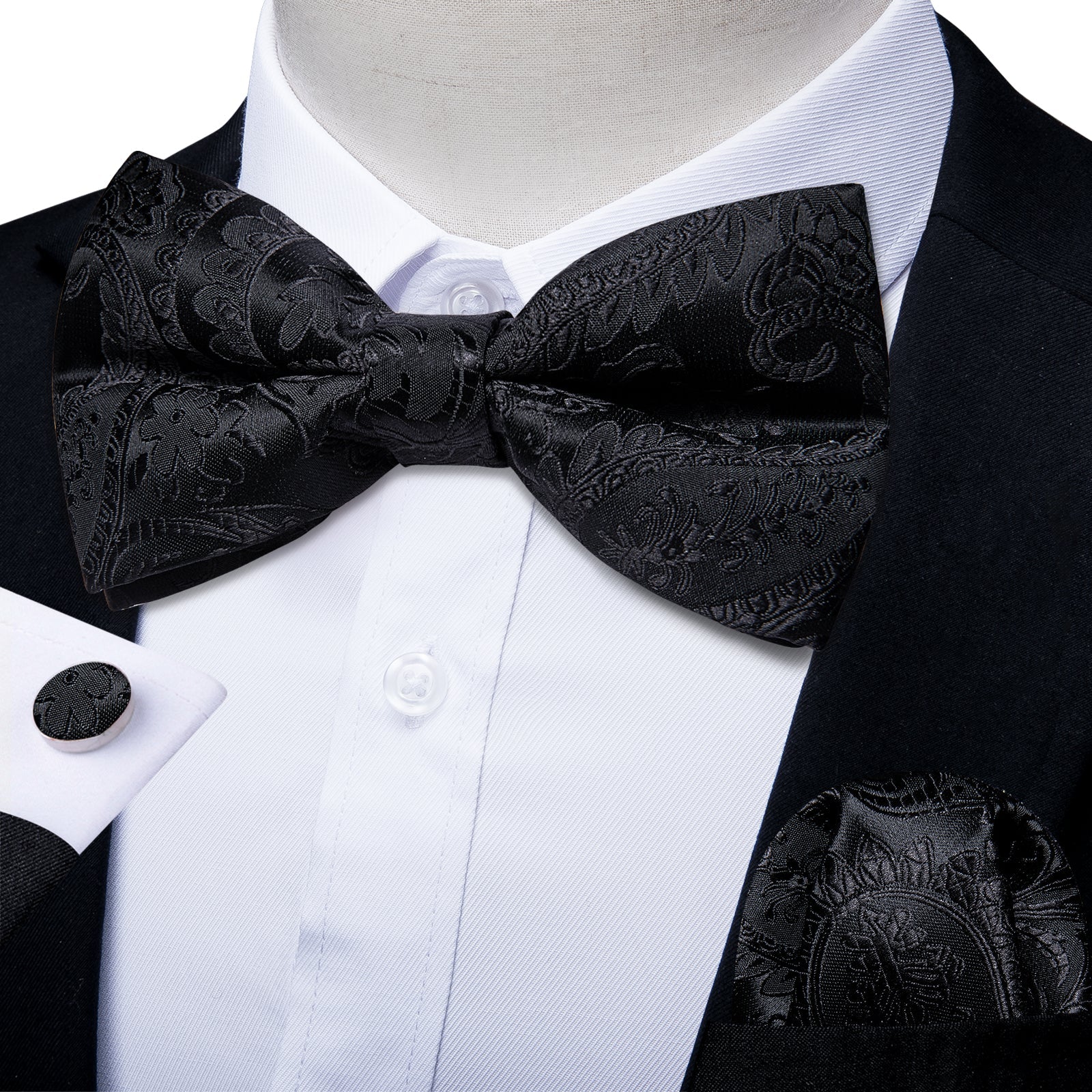 GentCrest Black Paisley Bowtie Set - Image 1