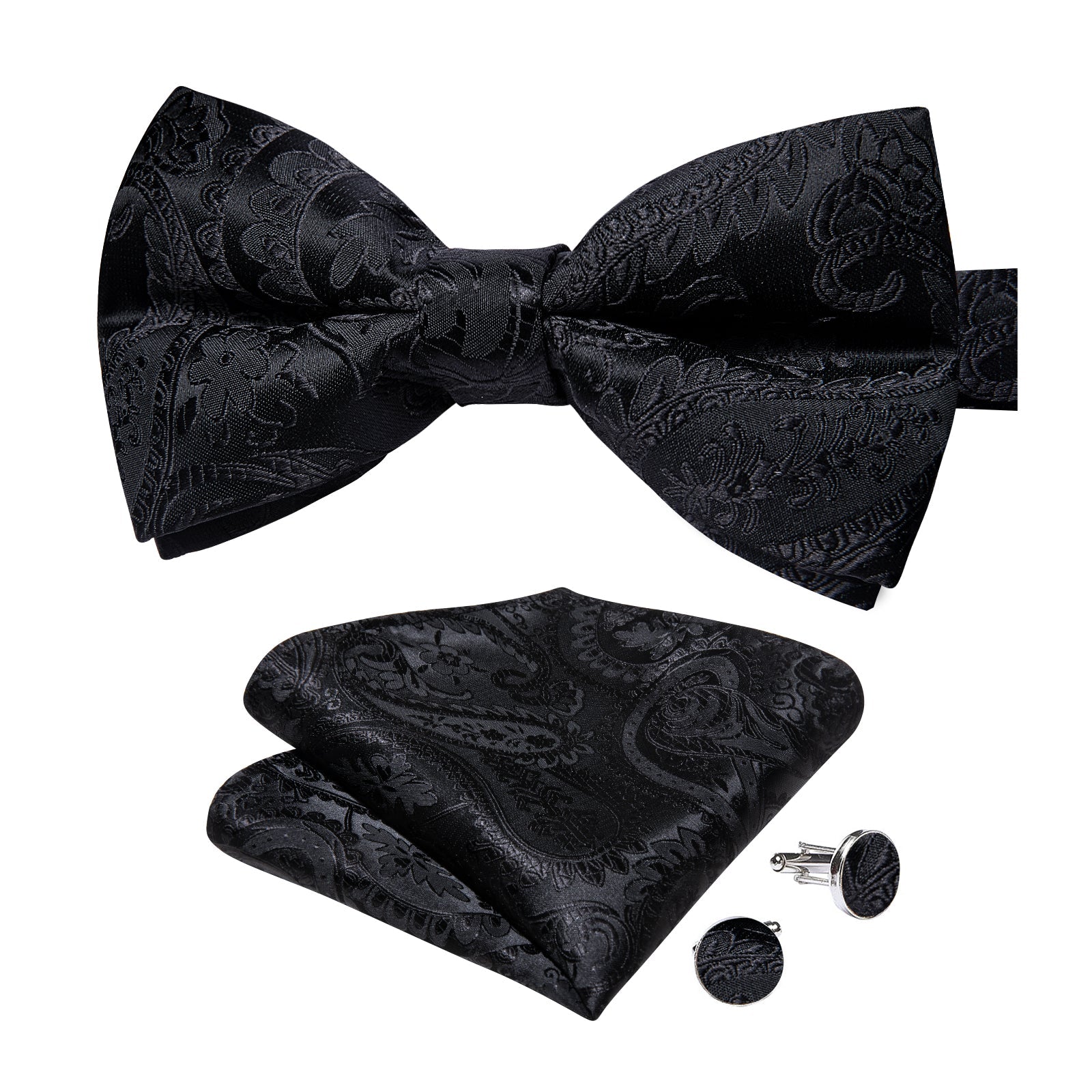 GentCrest Black Paisley Bowtie Set - Image 2