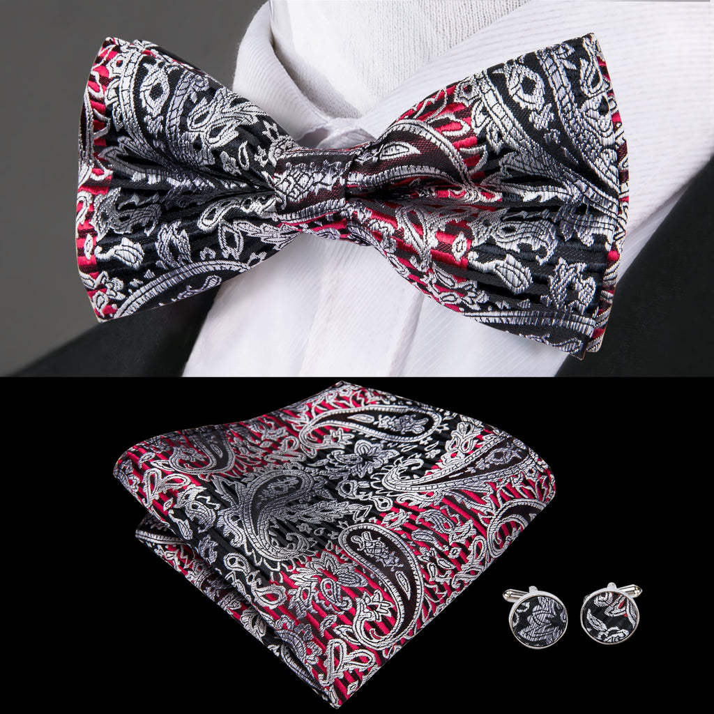 GentCrest Black Paisley Bowtie Set - Image 1