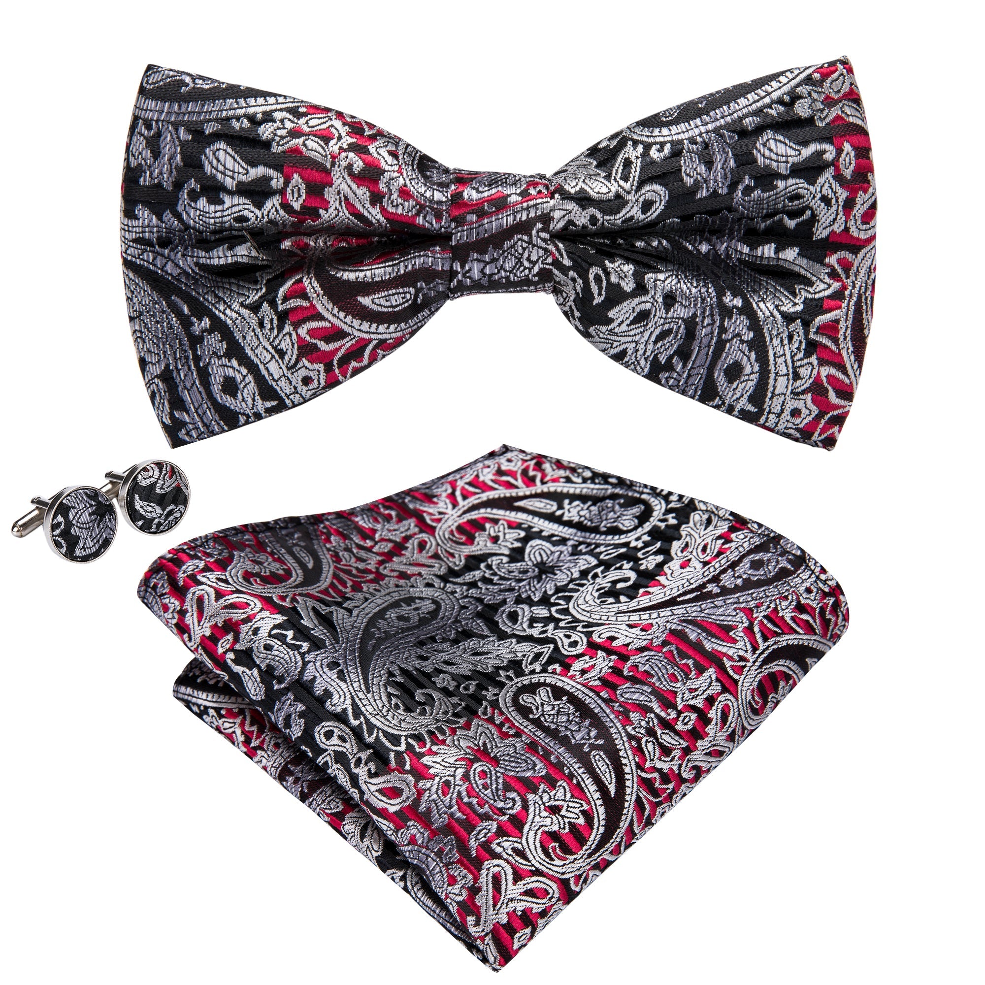 GentCrest Black Paisley Bowtie Set - Image 2