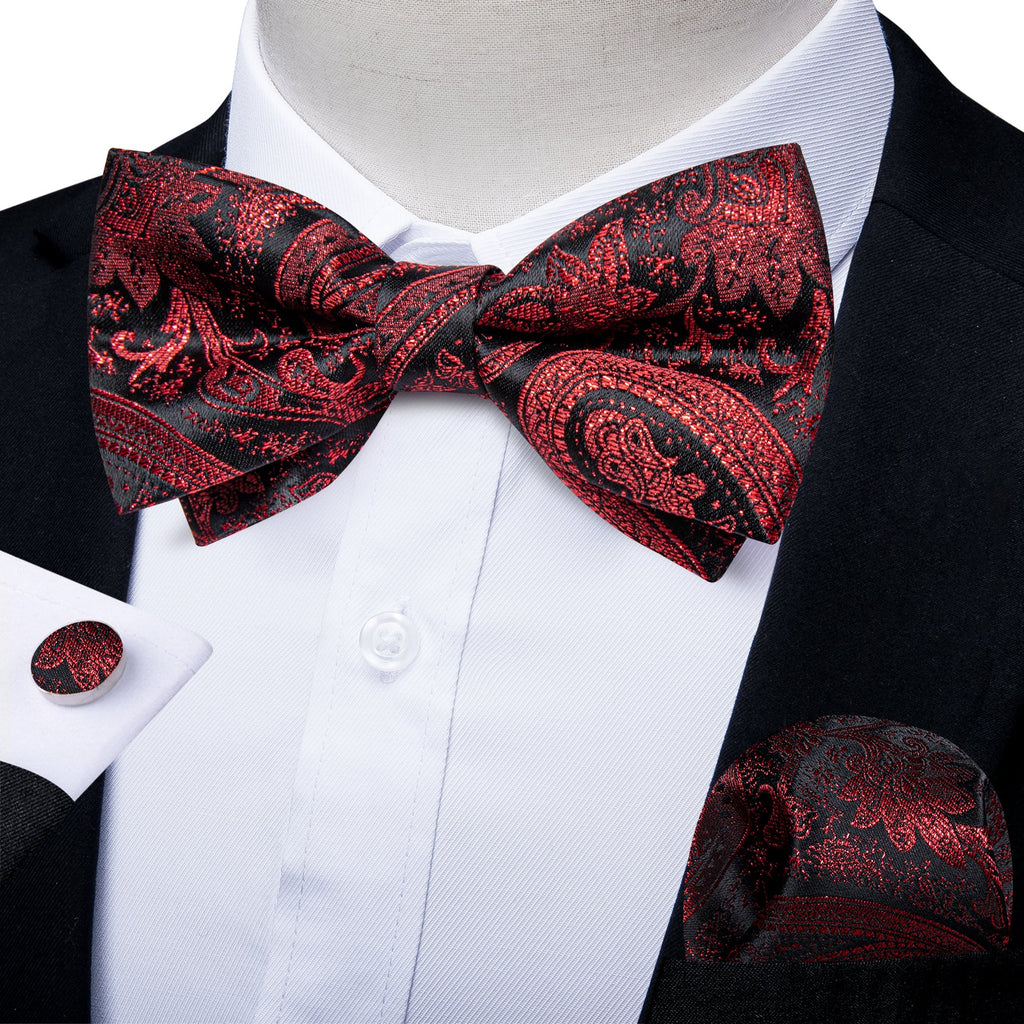 GentCrest Black Paisley Bowtie Set - Image 1