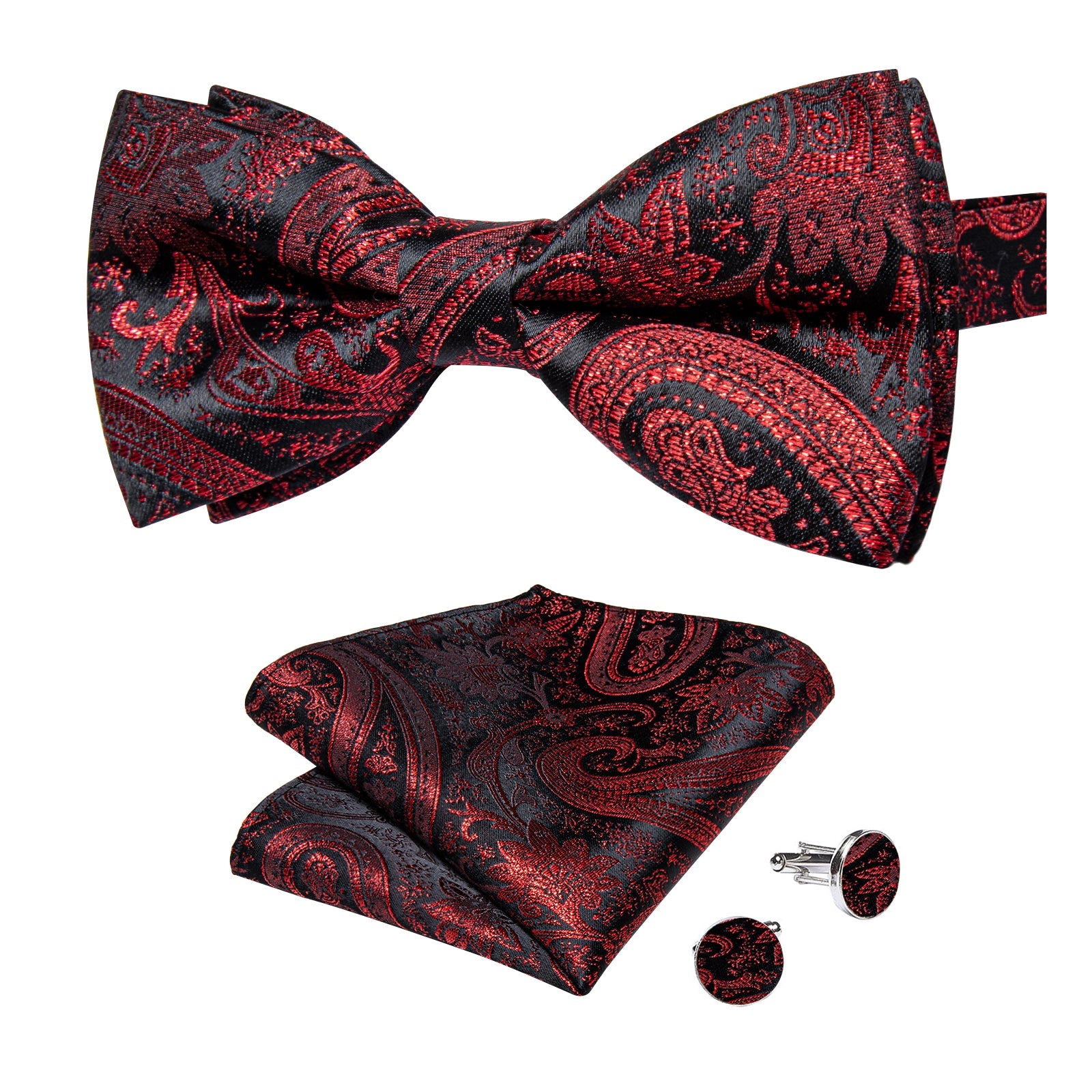 GentCrest Black Paisley Bowtie Set - Image 5