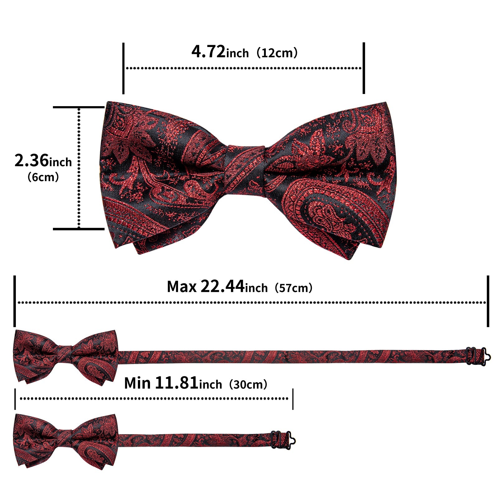 GentCrest Black Paisley Bowtie Set - Image 9