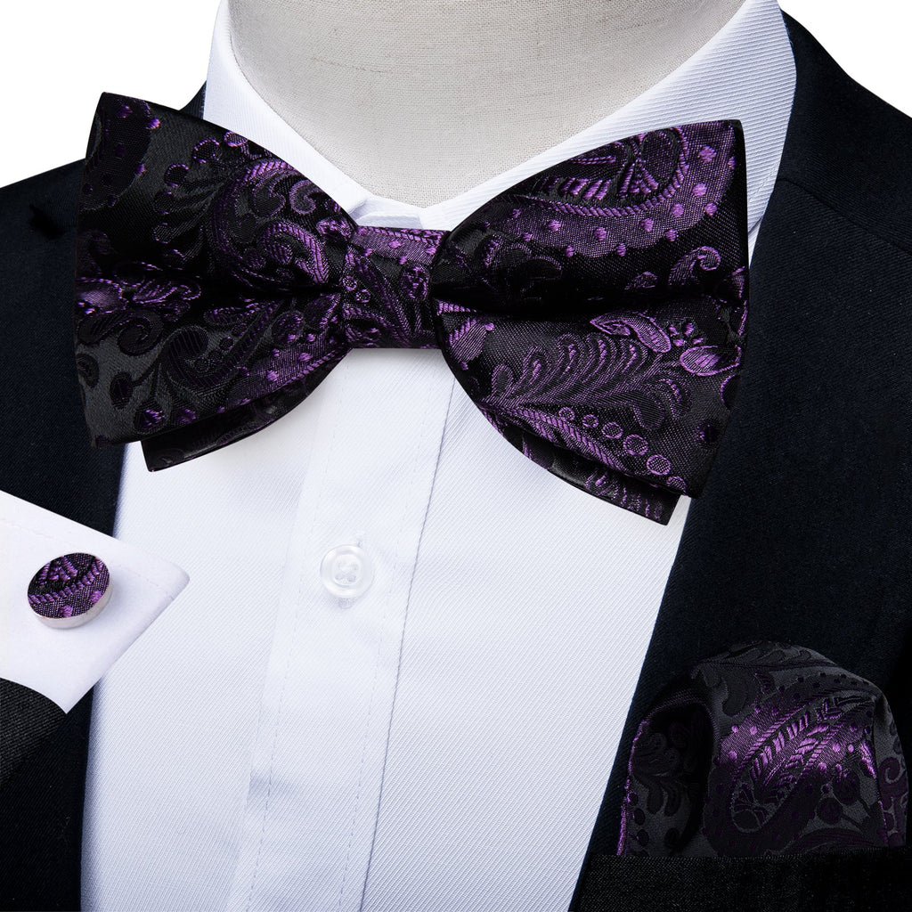 GentCrest Black Paisley Bowtie Set - Image 1