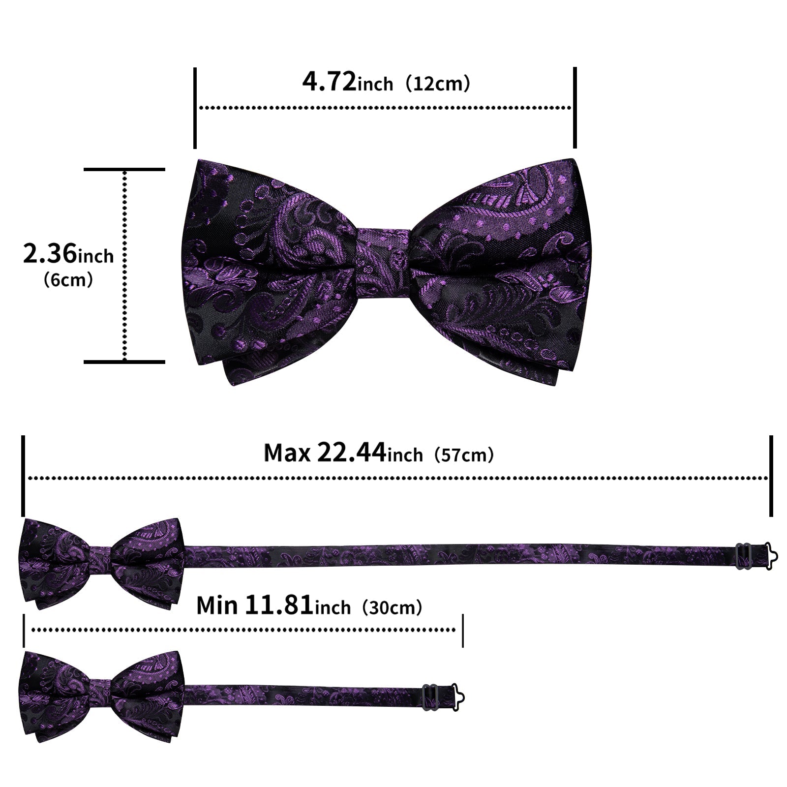 GentCrest Black Paisley Bowtie Set - Image 9