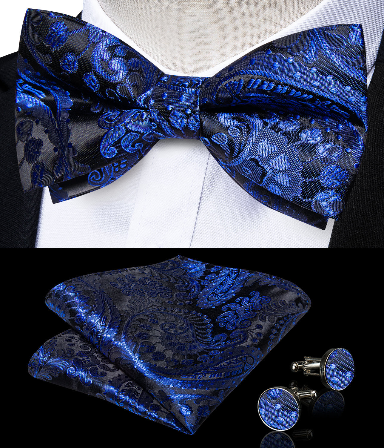 GentCrest Black Paisley Bowtie Set - Image 2