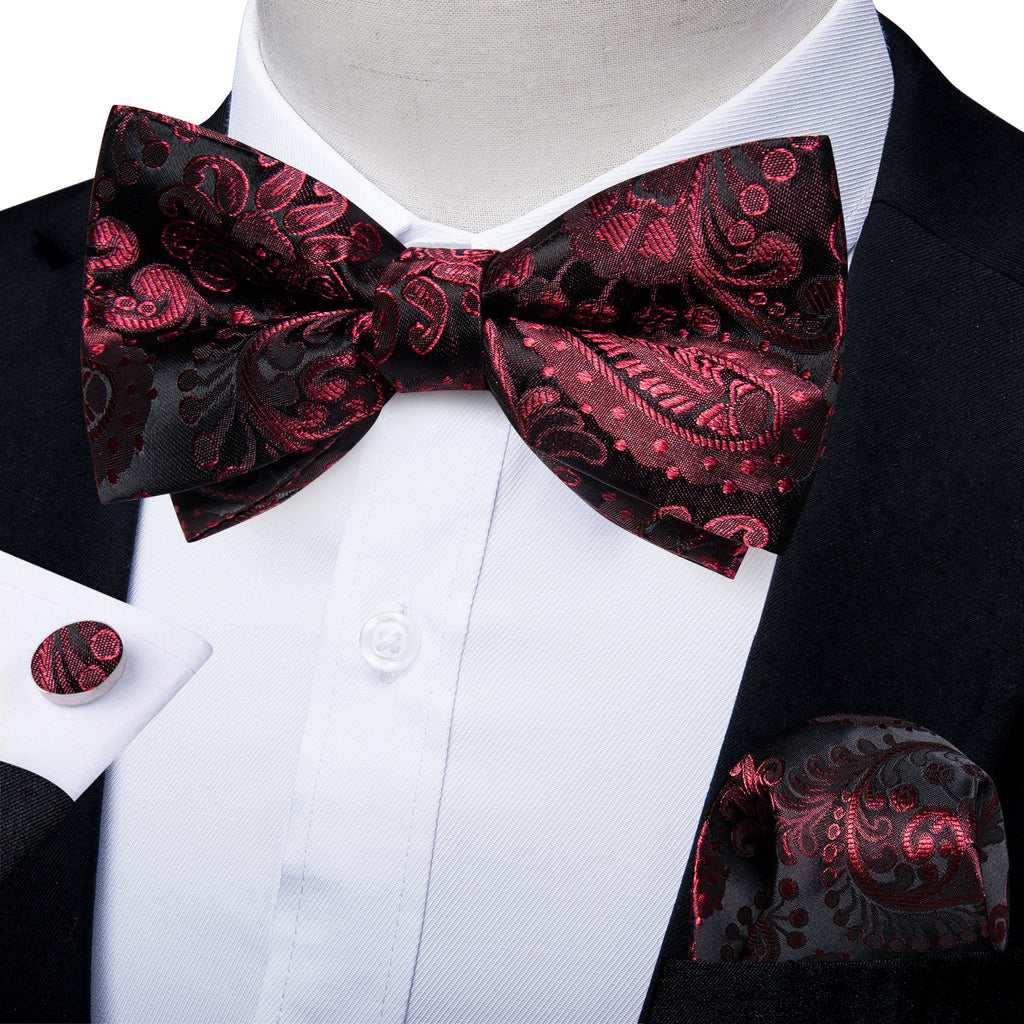 GentCrest Black Paisley Bowtie Set - Image 1