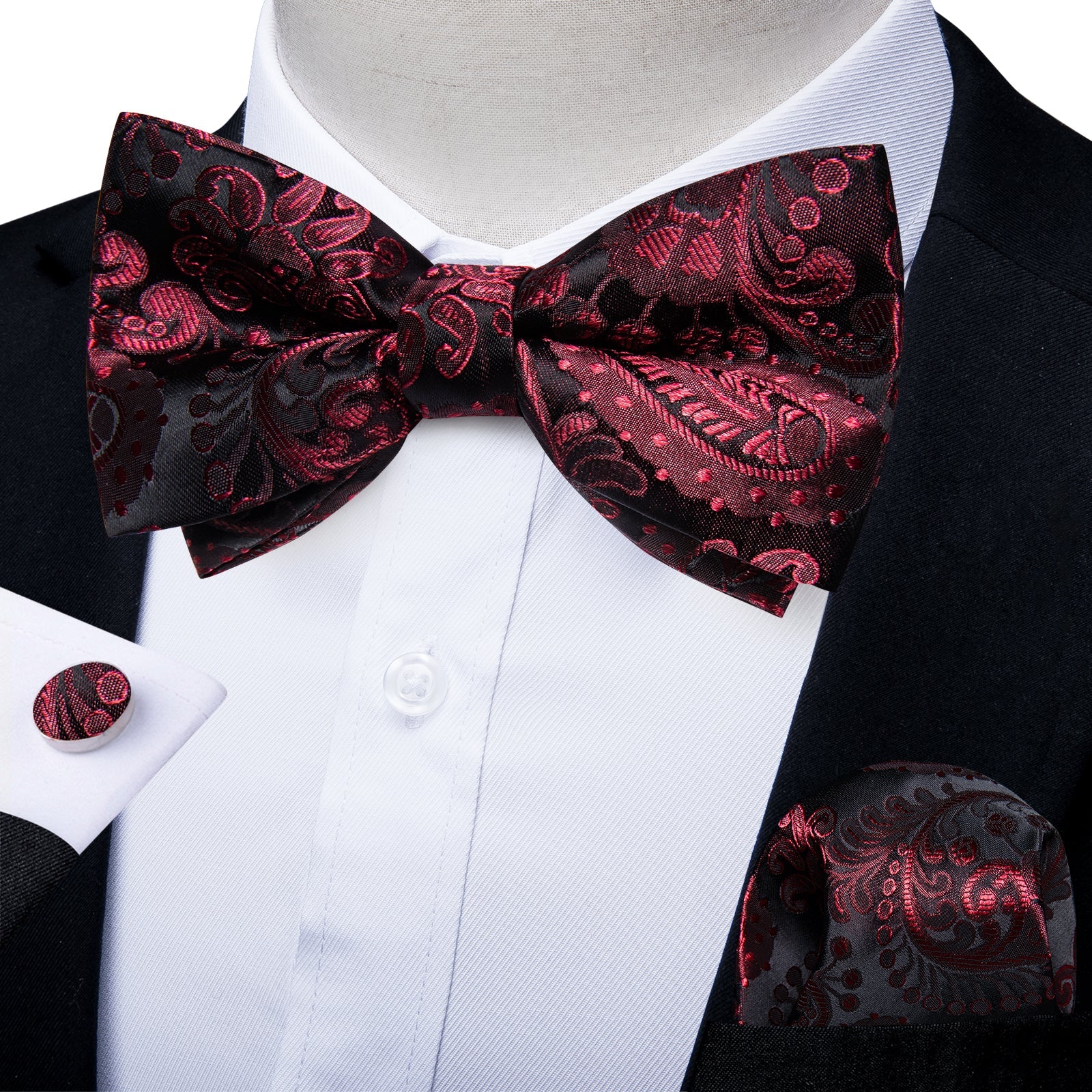 GentCrest Black Paisley Bowtie Set - Image 1