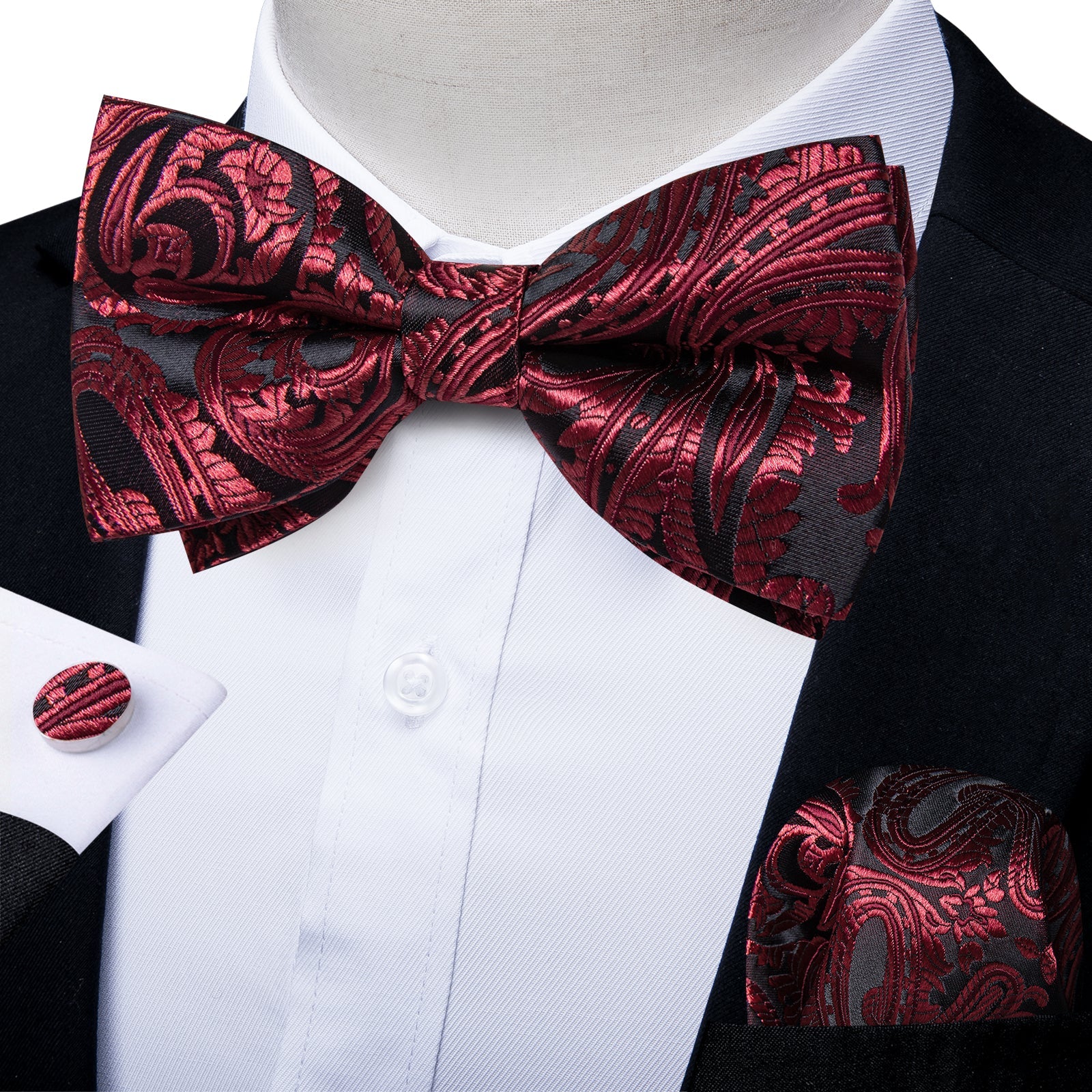 GentCrest Black Paisley Bowtie Set - Image 1