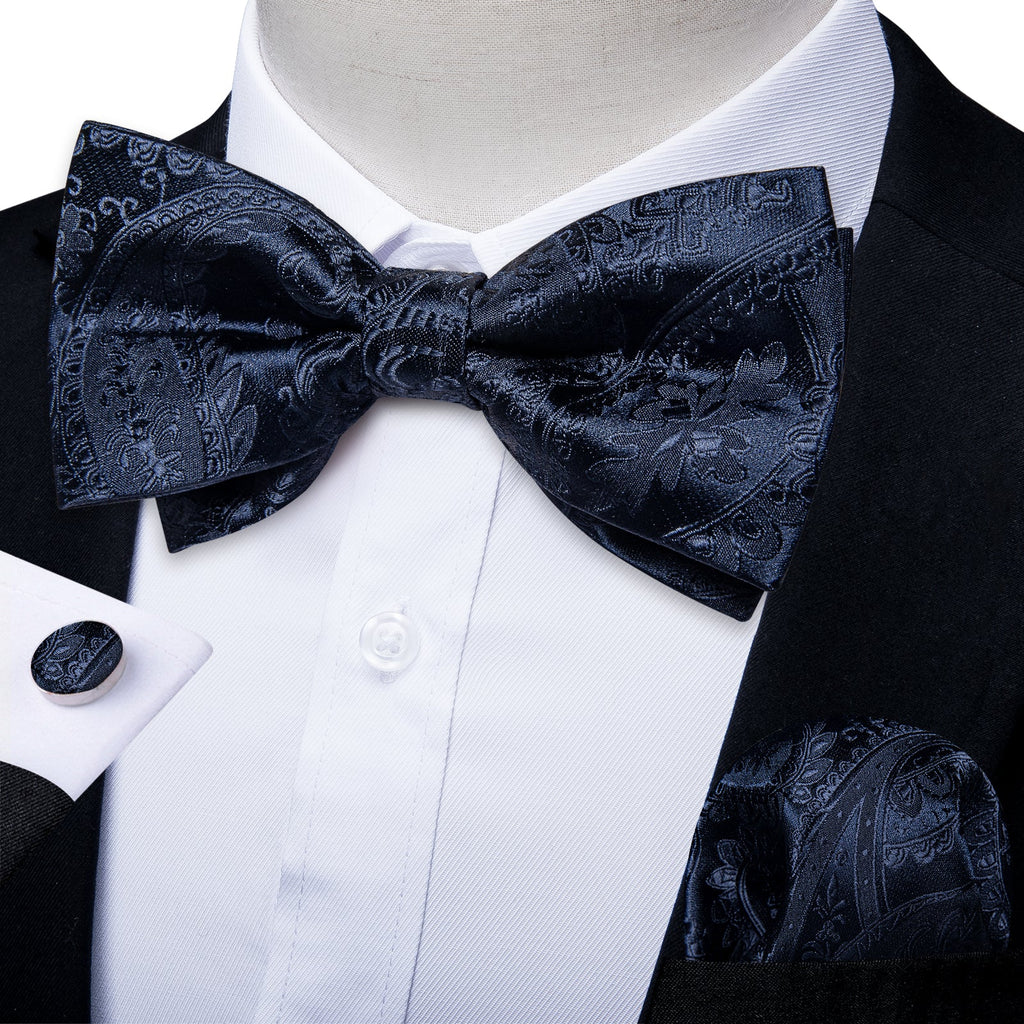 GentCrest Black Paisley Bowtie Set - Image 1