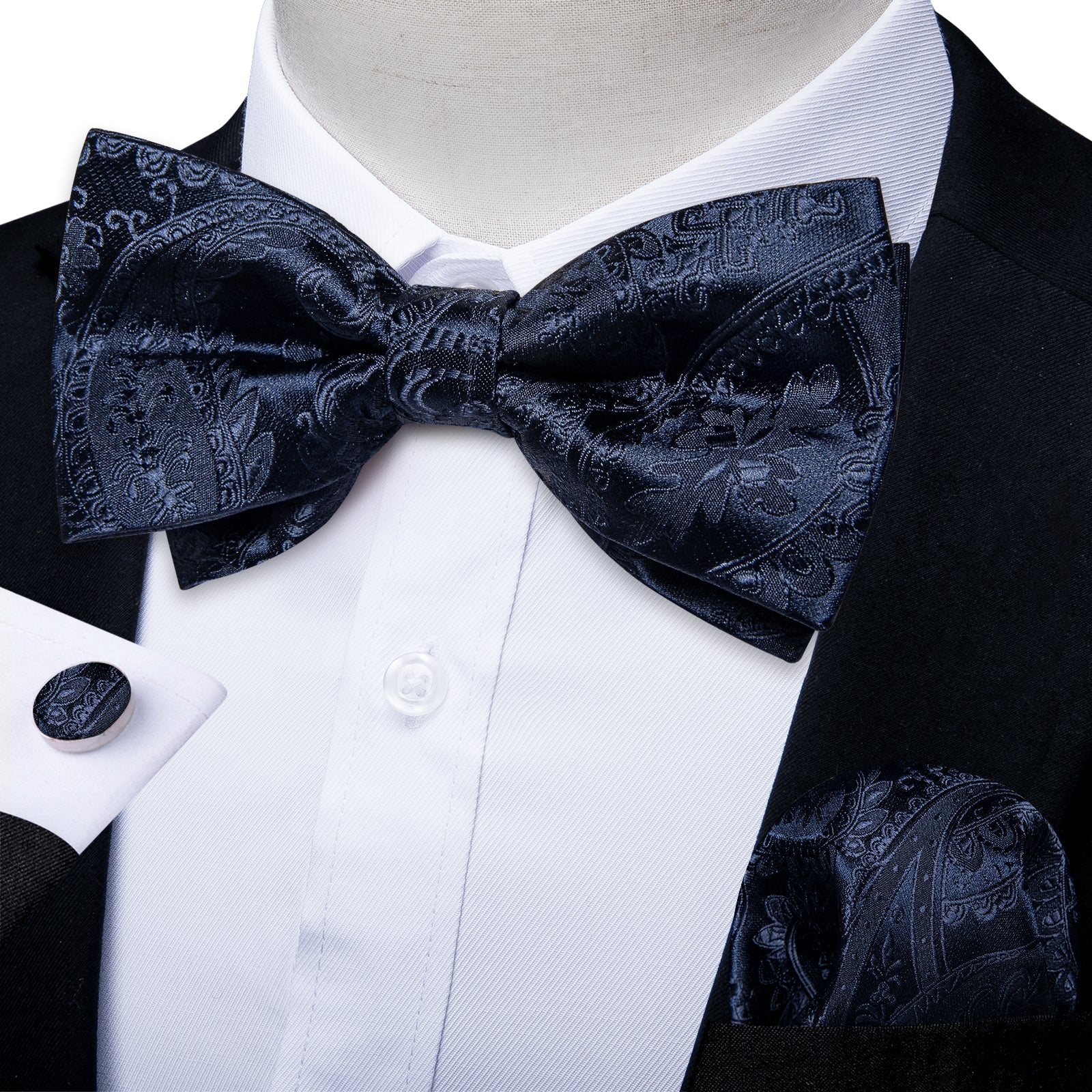 GentCrest Black Paisley Bowtie Set - Image 1