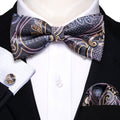 Black Pink Paisley Bow Tie Set - GentCrest