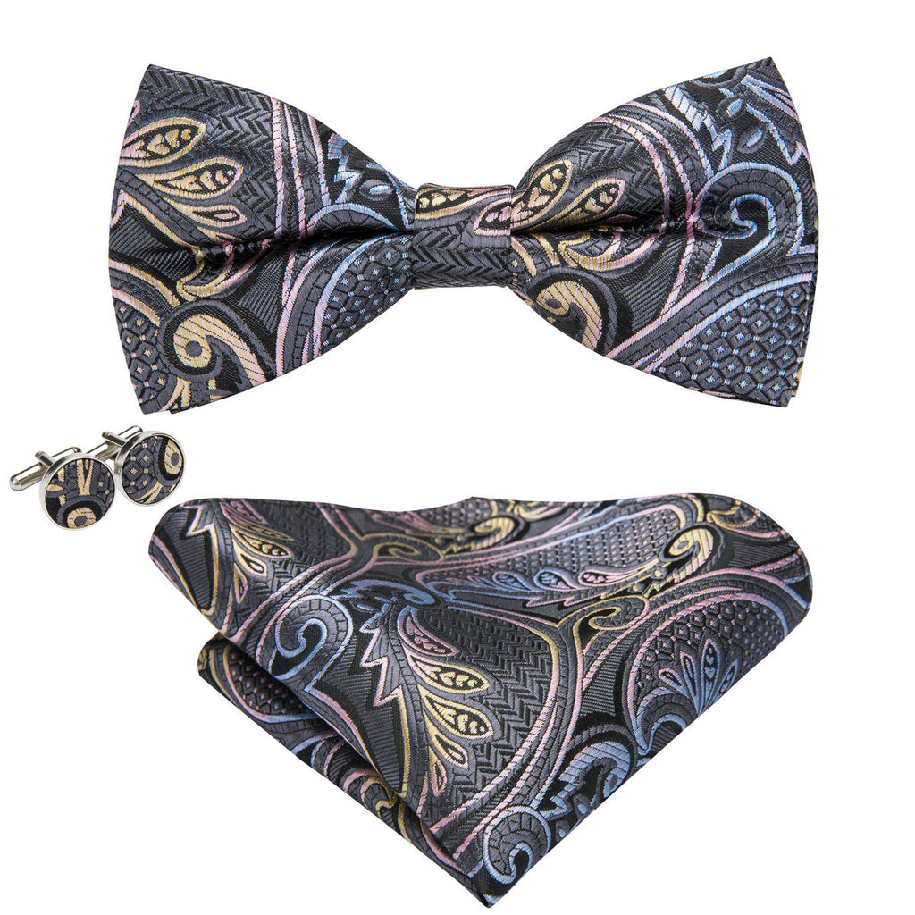 GentCrest Grey Paisley Bowtie Set - Image 2