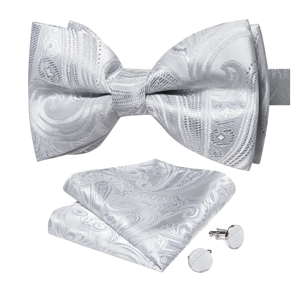 GentCrest Grey Paisley Bowtie Set - Image 5
