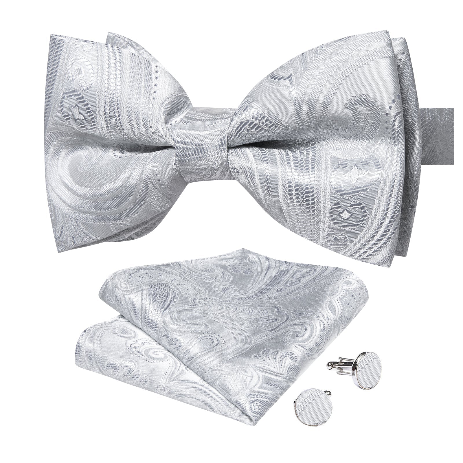 GentCrest Grey Paisley Bowtie Set - Image 5