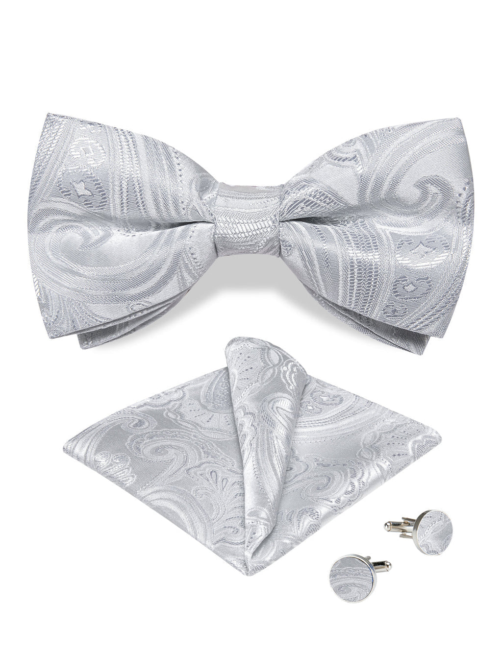 GentCrest Grey Paisley Bowtie Set - Image 4